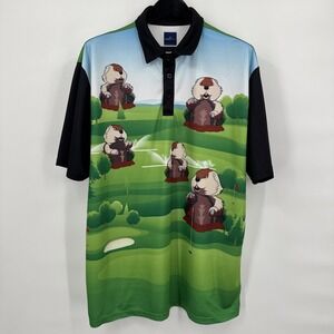 ReadyGolf Caddyshack Polo Shirt Men's Size 2XL Green Gopher Stretch Comedy Adult